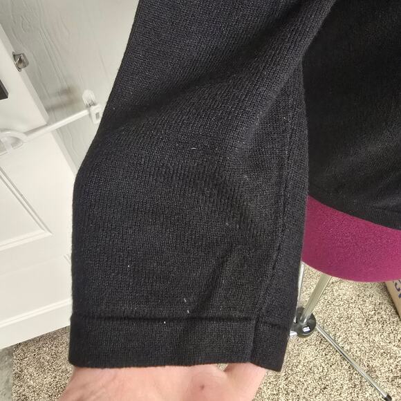 Women's Rafaella Black Beaded Collar 3/4 Sleeve Snap Close Cardigan - Size Large - Picture 6 of 8